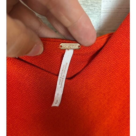 Free People womens size small Paisley Pop Tank orange boho summer top crop tie - Picture 6 of 8